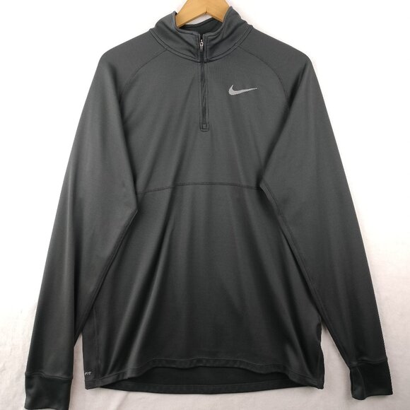 Nike Running 1/4 Zip Long Sleeve Racer Top Men XL Gray DriFit Performance 648588 - Picture 1 of 13